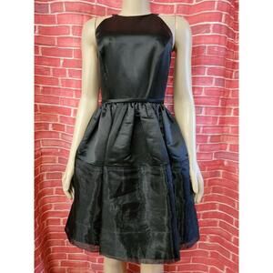 Erin Fetherston Black Satiny Flounce Women's Overlayed skirt Dress Size 2 #C